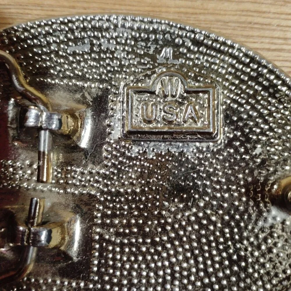 Honda GoldWing Belt Buckle Gold Silver Made In USA Vintage Thunderbird Biker